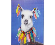 Kare Design Tableau imprimÃ© sur toile Motif Lama Pom Pom Pom XXL Multicolore, colorÃ©, (H/B/T) 100x70x4cm