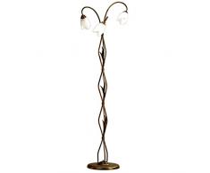 ONLI - lampadaire en métal marron avec nuances dorées et verres tulipe blancs satinés