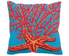 Collection dArt CD5148 40 x 40 cm Red Starfish Kit Point de Croix Coussin, Coton, Multicolore, 25,5 x 1,5 x 8,8 cm
