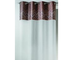 Home Maison HM6998298 Voilage avec Parement Haut Chevron Jacquard Polyester Chocolat 140 x 240 cm