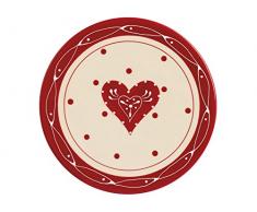 H&H Madeleine gÃ¢teau Assiette en cÃ©ramique, Blanc/Rouge, 30Â cm