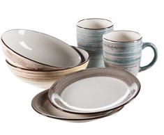 Mäser 931379 Série Duole Ensemble de 6 pièces de vaisselle vintage pour 2 personnes en céramique Motif shabby chic