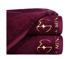 Eurofirany Lot de 3 Serviettes de Toilette en Coton Doux 70 x 140 cm avec Logo Simple Simple Oeko-Tex Bordeaux 70 x 140 cm