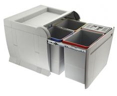 ELLETIPI City PTA 5045C Poubelle de tri sélectif extractible pour Base, Gris, 52 x 47 x 44 cm