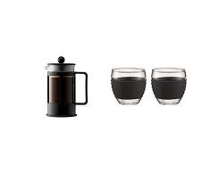 Bodum 1783-01 Kenya CafetiÃ¨re Ã Piston 3 Tasses 0.35 L Noire + Set de 2 verres Pavina 0,1 L noir