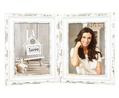 Zep SY846 Cadre Bois Double avec charnière 2 Photos 10x15 cm Saint Michel Blanc, Beige, 26 x 12,5 x 1 cm