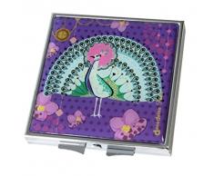 Decodelire M24 Miroir de Poche Paon Verre/Métal, Violet/Vert
