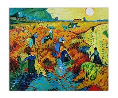 Arte Dal Mondo Reproductions Décoratifs Vignobles Rouges Tableau, Huile sur Toile, Peint à la Main et montée sur châssis esthétique, Multicolore, 60 x 50 x 2 cm