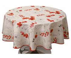 Le linge de Jules Nappe Anti-Taches Poppies Rouge - Taille : Ronde diamètre 160 cm