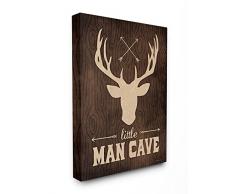 Le Stupell Home Decor Collection Little Man Cave Moose Grain de Bois dÃ©coration Murale tendue, Toile, Multicolore, 76.2Â x 193.55Â x 101.6Â cm