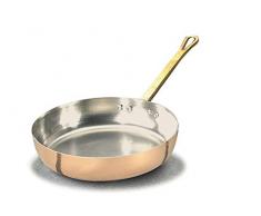 Pentole Agnelli ALCU111B24 sauteuse Ã Main en Ã©tain cuivrÃ© Lisse avec poignÃ©e Tubulaire, 24 cm