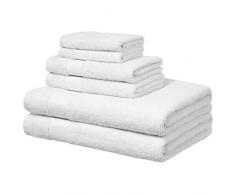 AmazonBasics Everyday Serviettes de toilette - 2 serviettes de bain, 2 essuie-mains et 2 gants de toilette, Blanc