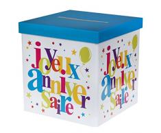 Santex 4761-99 Tirelire Festif Motif Joyeux Anniversaire Carton Multicolore 30 x 30 x 3,5 cm