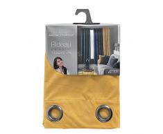 douceur dintérieur rideau a oeillets 140x240 cm velours veloutea jaune