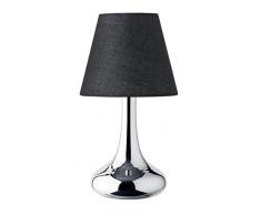 TRIO, Lampe de table, Wim 1xE14, max.40,0 W Tissu, Noir, Corps: metal, Nickel mat Ã:15,0cm, H:28,0cm IP20,Interrupteur tactile 4 niveaux