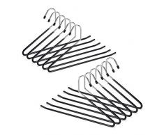 Relaxdays 10021075_312 Cintres Ã pantalons revÃªtement pvc antidÃ©rapant en mÃ©tal 35 cm lot de 12, noir, 35 x 18 x 0,5 cm