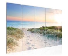 Tableau decoration murale Plage de la mer 200 x 80 cm - XXL Impression sur Toile Salon Appartment 5 Parties - prÃªt Ã accrocher - 607355a