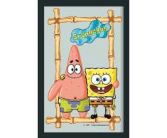 Empire 537560 Miroir imprimÃ© Bob lÃponge avec Cadre en Plastique faÃ§on Bois 20 x 30 cm