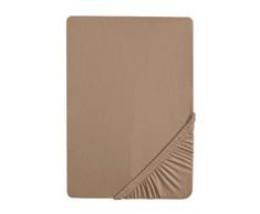 Biberna 77866/542/341 Drap Housse en Jersey Stretch pour un Lit Marron Macchiato 140 x 200 cm Ã 160 x 220 cm
