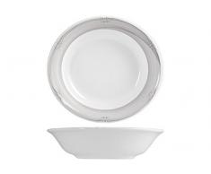 H&H Siena Assiette Creuse CÃ©ramique, 21 cm, Gris, 1 piÃ¨ce