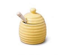 WM Bartleet & â¿Sons 1750 T335 Pot Ã miel traditionnel en porcelaine avec bac en bois de hÃªtre Jaune 11 cm