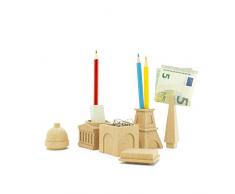 Luckies Ensemble dâorganisateur de bureau en bois - Ãléments de rangement pour bureau inspiré de la ville de Paris - Conteneur pour stylos, crayons et fournitures - Ensemble à 3 éléments