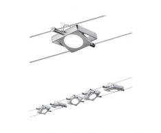 Paulmann 941.08 MacLED SystÃ¨me dÃ©clairage Ã spots suspendus - Kit de luminaires sur fil tendu avec 5 lampes carrÃ©es, cÃ¢ble de 10 m et transformateur DC 30VA - Plafonnier en suspension max 20W, chromÃ©