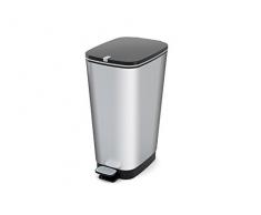 Kis 8071800 1783 01 Poubelle Chic 25 litres en Argent, Plastique, 26,5x40,5x45 cm