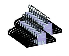 JVL Lot de cintres en Velours Noir antidÃ©rapants, Noir, Pack of 50