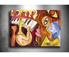 Bonamaison Peinture sur toile, multicolore, 70 x 100 cm - Conçu et fabriqué en Turquie