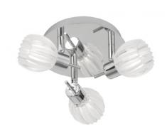 Oaks Lighting 3773 F CH Bey Plafonnier à spots avec abat-jours en verre dépoli/transparent Chrome poli