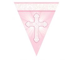 amscan Guirlande pavillon Communion 3.60 m x 25.4 cm (12 Pavillons) - Rose