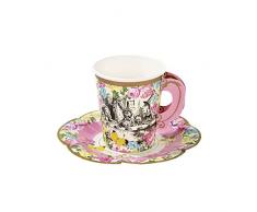 Talking Tables Alice In Wonderland Tasses et Sous-Tasses Carton | Parfait pour Goûter, Anniversaire et Baby Shower | Carton, Lot de 12