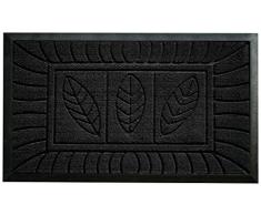 Tapis Déco Tapis dEntrée Feuilles Polypropylène/Cao Noir 75 x 45 cm