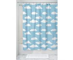 iDesign Novelty Poly 12 Åillets, impermÃ©able en Polyester, Rideau de Salle de Bain avec imprimÃ© Nuages pour Douche ou Baignoire, Bleu/Blanc, 182,9 cm x 0,3 cm