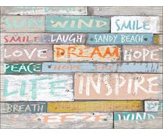 Pro-Art-Bilderpalette an536f5 Tableau mural Design moderne II avec inscription en anglais Sun, wind, smile 77 x 57 cm