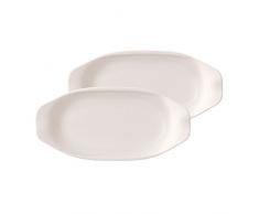 Villeroy & Boch BBQ Passion Assiettes Ã antipasti/dessert, Lot de 2, Dimensions : 26 x 13 x 3,8 cm, Porcelaine Premium, Blanc