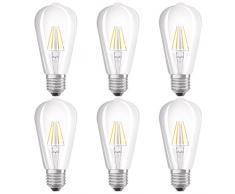Osram Lot de 6 Ampoules LED Ã Filament - Forme Edison - Culot E27 - Blanc Chaud 2700K - 4W (Ãquivalent 40W)