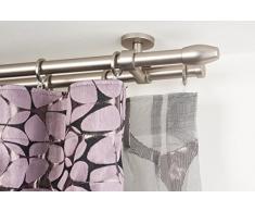 InCasa Double Tringle Ã Rideaux: Ã 20 mm, L. 140 cm. en Acier satinÃ© â Complet
