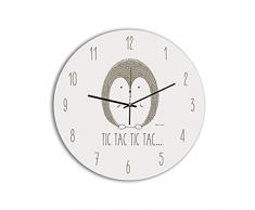 CUADRIMAN Little Animal Horloge Murale Porcupine, Bois, Ocre et Marron, 30Â x 30Â cm