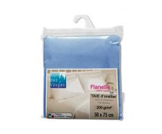 Nuit des Vosges 2073126 Caen Taie doreiller Flanelle Unie/Coton Bleu Glacier 50 x 75 cm