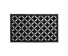 Relaxdays 10020193 Paillasson en caoutchouc antidÃ©rapant tapis de sol porte entrÃ©e avec motif grille rÃ©sistant aux intempÃ©ries L x l 75 x 45 cm noir
