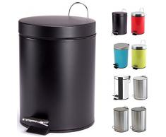 MSV 100266 Poubelle Metal Noire 5 litres, Acier Peinture Polypropylène, 2 cm