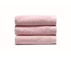 Home Basic - Lot 3 Serviettes Eponge, 33x50 cm Serviette invité, 50x100 e Maxi Drap de Bain 100x150 cm, Couleur Rose