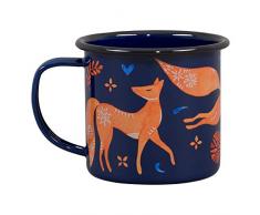 Folklore FOL144 Mug en émail Motif renard Bleu marine
