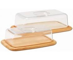 Continenta Cloche Ã Fromage carrÃ©e en Bois dhÃ©vÃ©a, 2 piÃ¨ces, Dimensions : 38,5Â x 25,5Â x 11,5Â cm