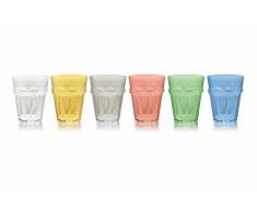 Villa dEste Home Tivoli Floyd Lot de 6 Verres à Eau en Verre Multicolore 11 x 8,50 x 8,50 cm