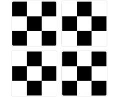 plage 260518 Lot de 4 Feuilles de Stickers Lisses Motif Damier 14,5 x 14,5 cm