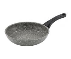 Barazzoni Monolitica Poêle en Aluminium Effet Pierre avec revêtement en marmotech et Fond spécial Induction en Aluminium/Acier, Ø 24 cm, fabriqué en Italie, Gris