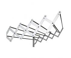 Sauvic 89765 Séchoir à Linge Extensible avec 10 Barres Aluminium/Métal Plastifié Blanc 120 x 13,5 x 26,5 cm